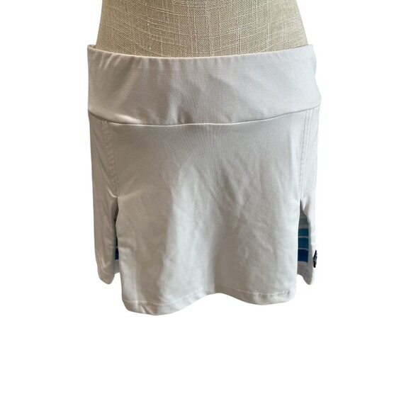 White Athletic Skort With Blue Striped Side Panels size S - Picture 1 of 6